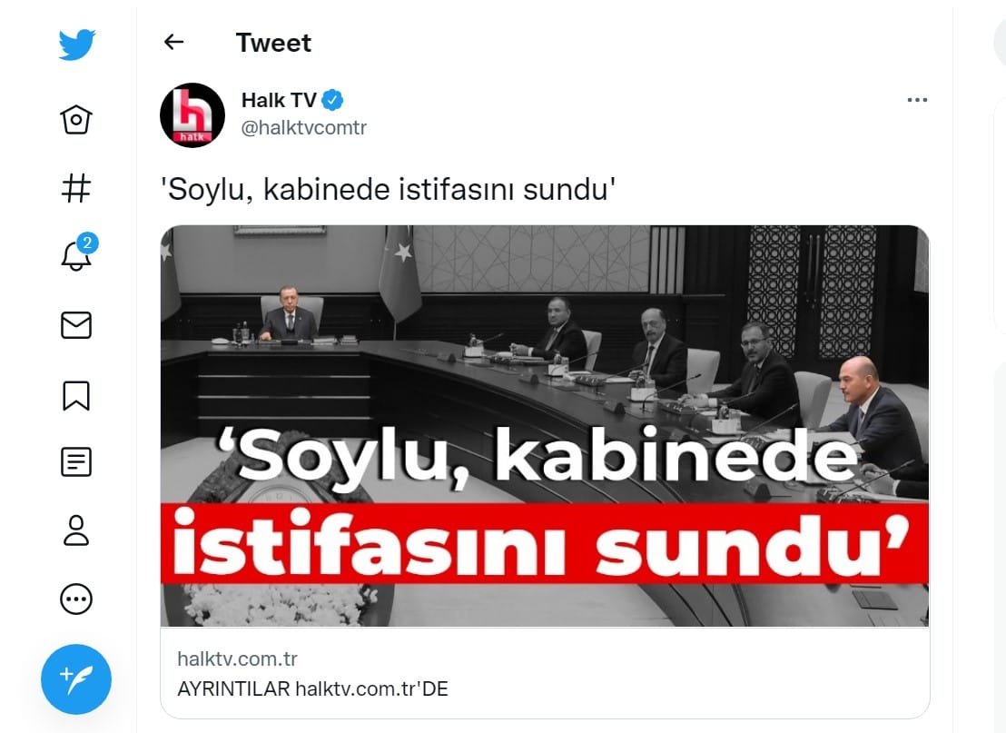 ‘Soylu, Kabinede İstifasını Sundu’