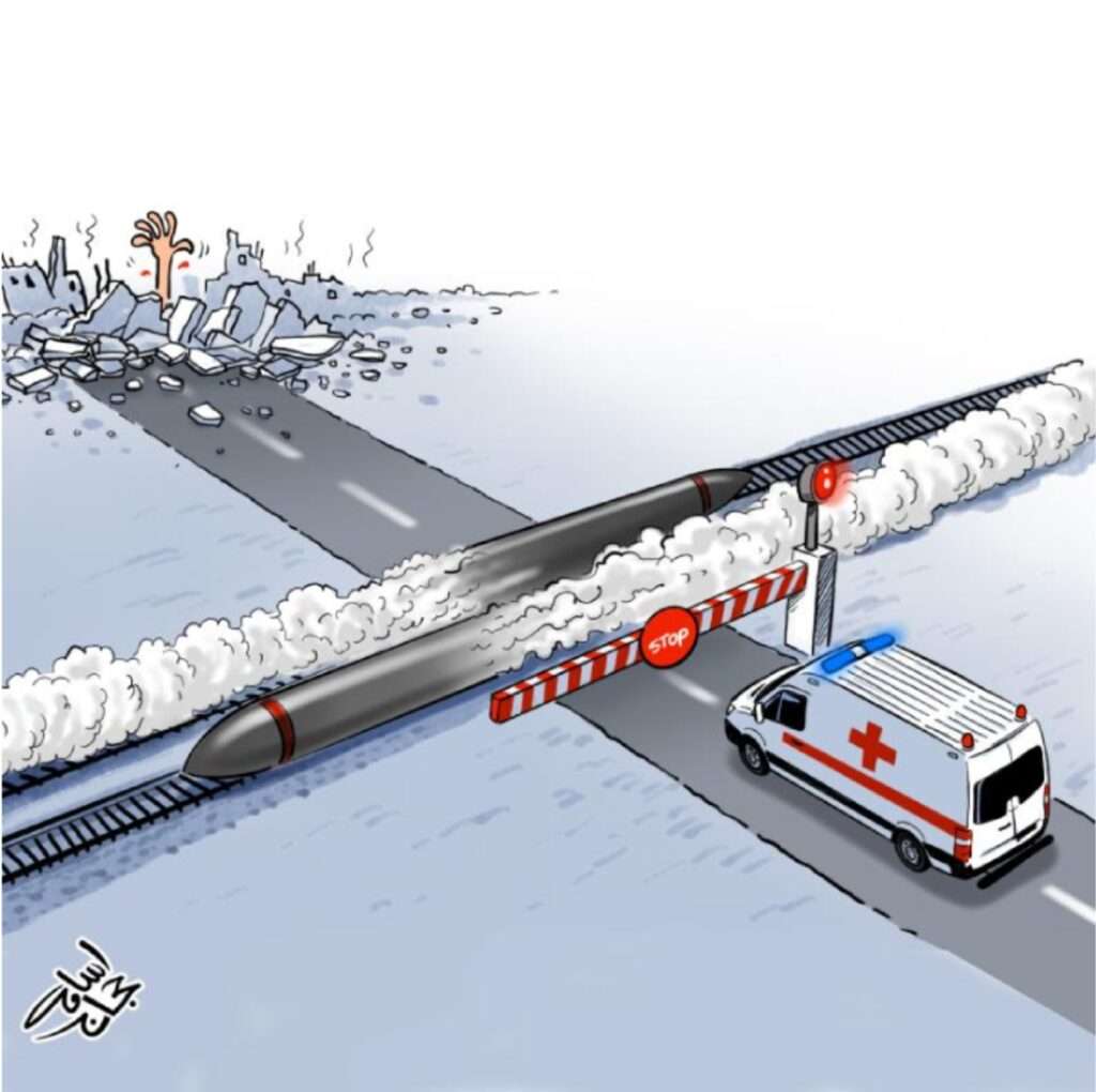 1 - ABD, Gazze Şeridi`ne yardım akışına izin verdiğini iddia ettiği sırada İsrail uçakları durmaksızın bombardıman yapıyordu. Karikatürist Osama Hajjaj, gerçekle bağdaşmayan açıklamalara tepkisini bu karikatürle ortaya koydu.
