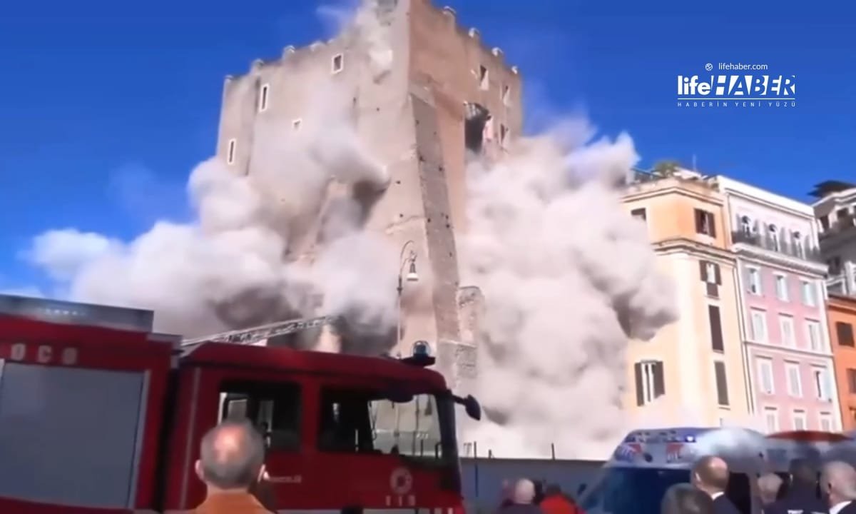 Roma’da Ortaçağ Kulesi Kısmen Çöktü: Enkaz Altında Kalan İşçi Aranıyor!